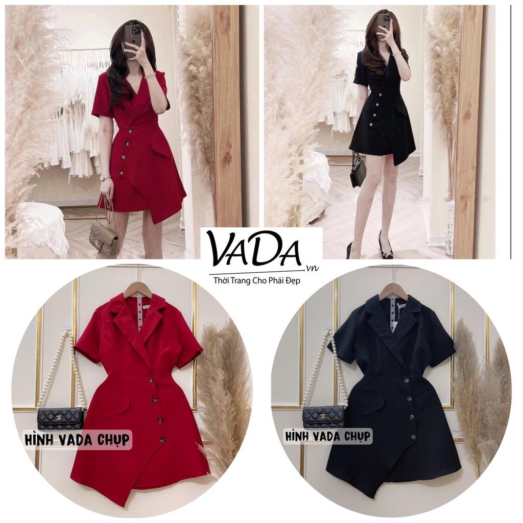 Đầm Váy cổ vest dáng xòe dự tiệc cưới, mặc đi làm dạo phố siêu sang - Thời Trang VADA (VĐ88)