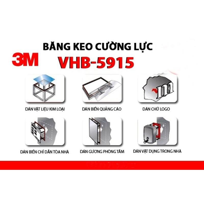 Băng keo cường lực 2 mặt VHB 3M 5915 siêu dính chịu lực loại mỏng