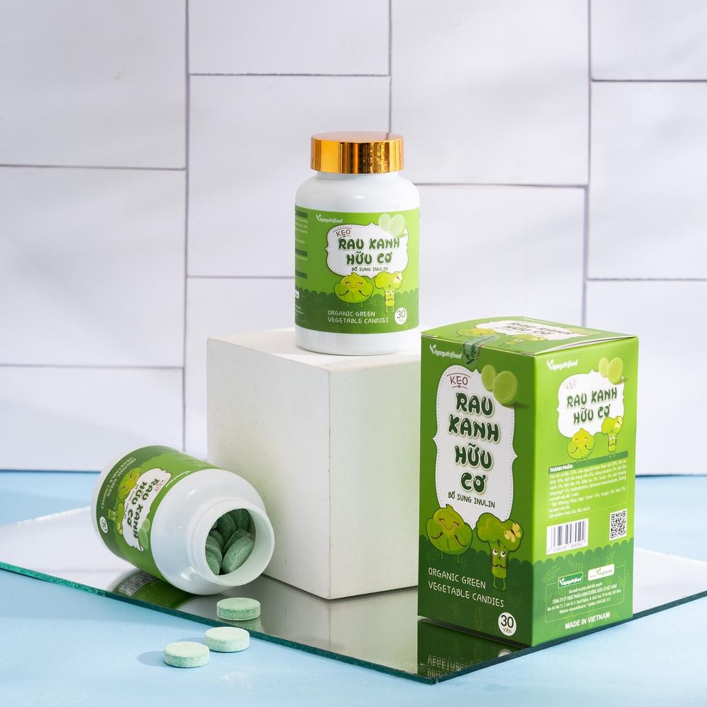 Kẹo rau xanh Vinanutrifood bổ sung tinh chất rau củ chứa vitamin và khoáng chất xơ, có lợi cho tiêu hóa, hộp 30 viên