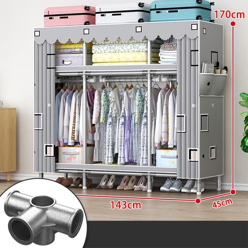Tủ quần áo, tủ đựng quần áo vải khung thép titan chốt hợp kim cao cấp 130x170x45cm siêu chịu tải BH 24 tháng