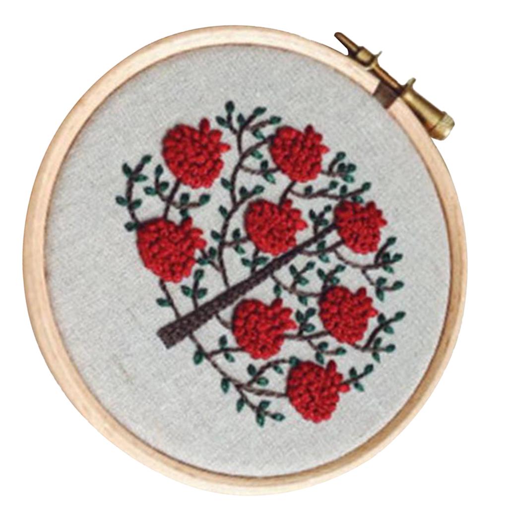 Cross Stitch Stamped Embroidery Kit with Embroidery Hoop - Flower
