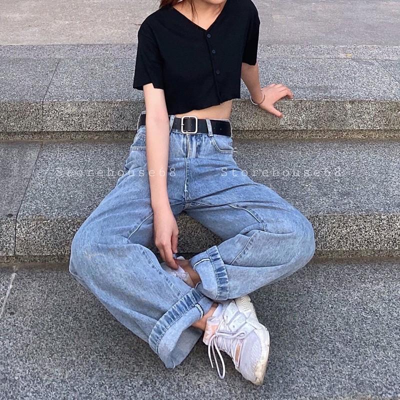 Quần Jeans ống rộng Ulzzang