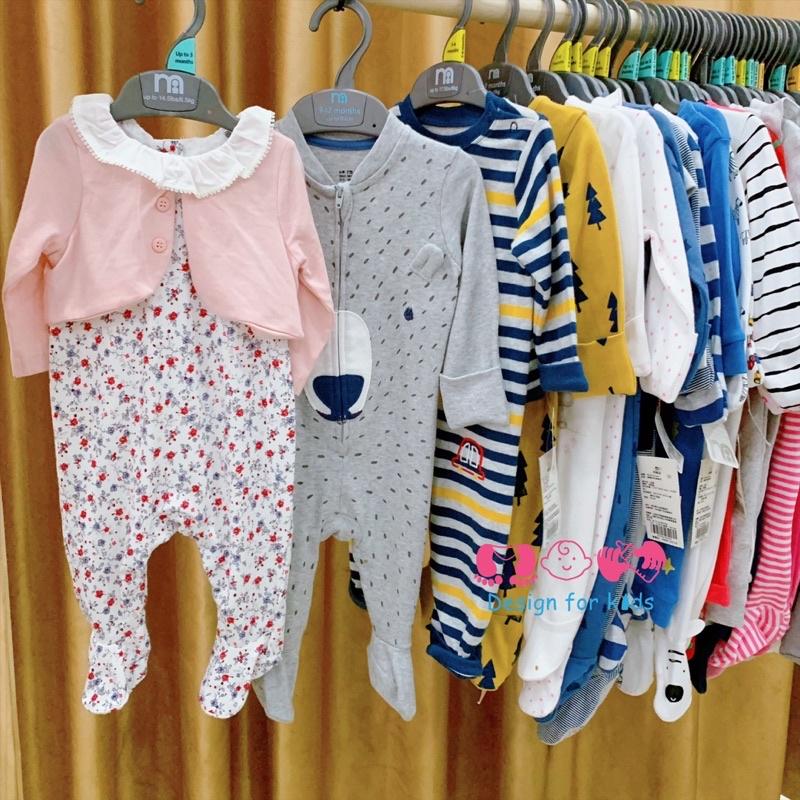 (Chọn mẫu) Sleepsuit / bodysuit hàng Mothercare CÓ BAO TAY LẬT hàng xuất dư cho bé 3-6m (5-7kg)t