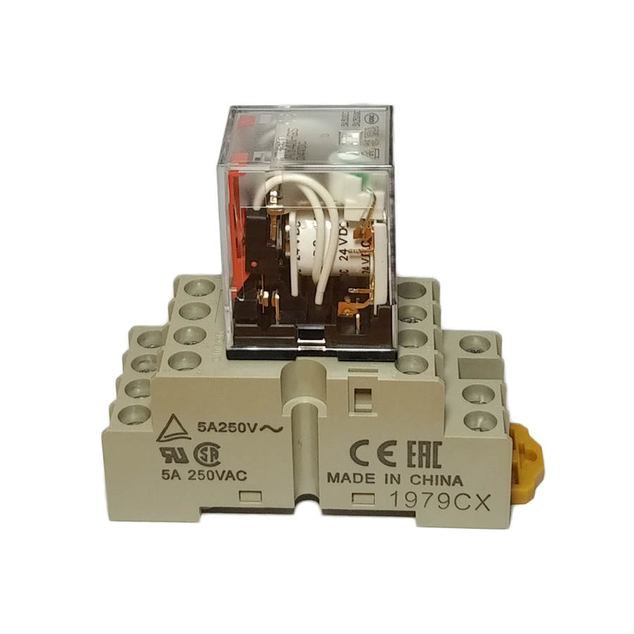 Rơ le trung gian 14 chân bao gồm đế cắm MY4N-GS DC24 + PYF14A-N
