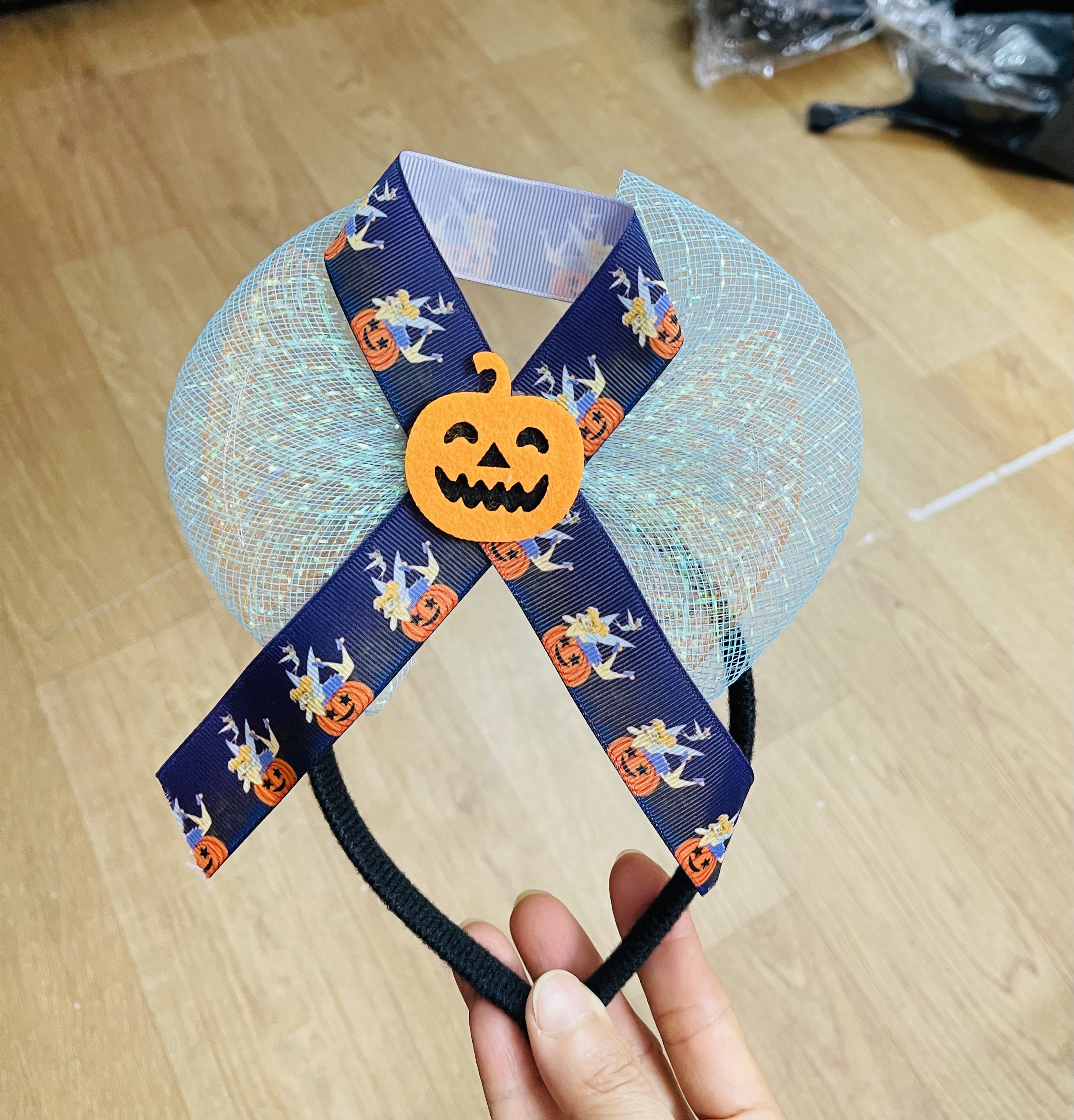 Bờm tóc hoá trang halloween có đèn hình nơ bí ngô/ bờm chơi halloween có đèn