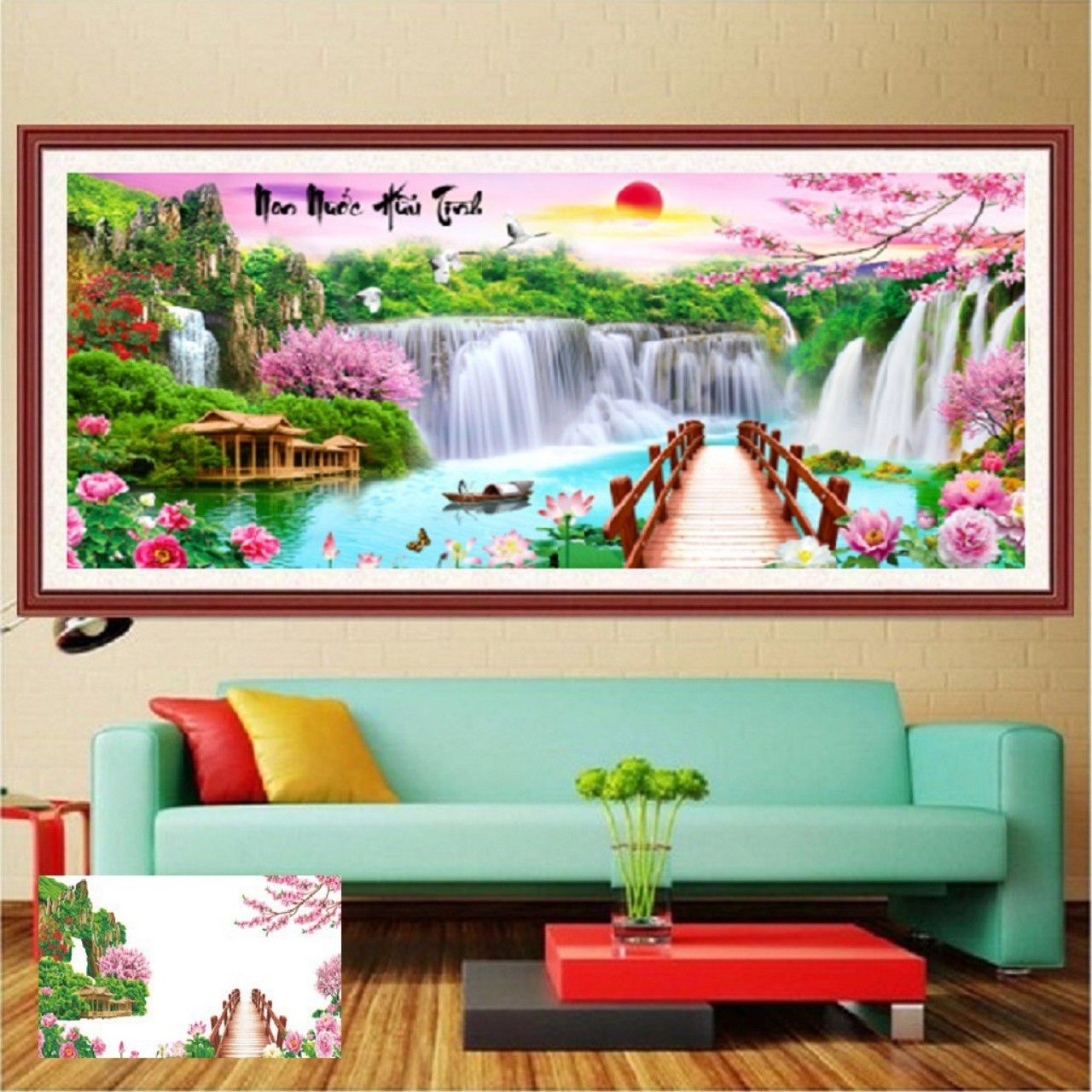 Tranh thêu 3D Non nước hữu tình - chưa thêu