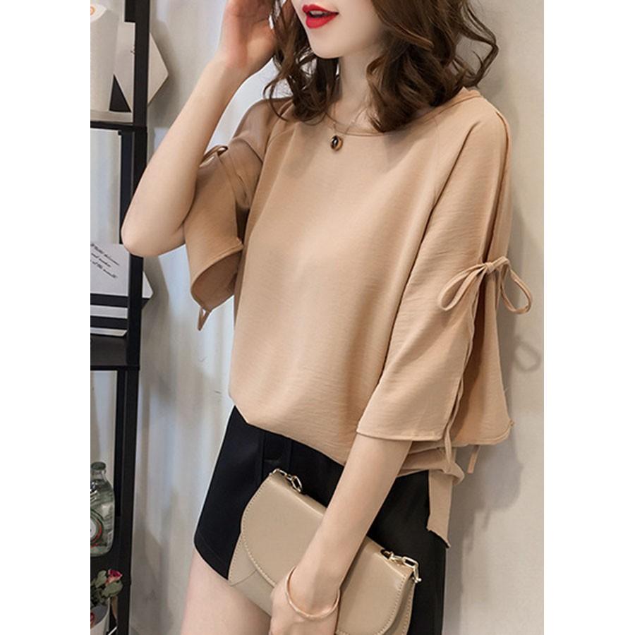 Áo chiffon nữ cổ tròn form rộng tay cánh tiên, chất vải chiffon mềm mại thoáng mát, hàng nhập Quảng Châu