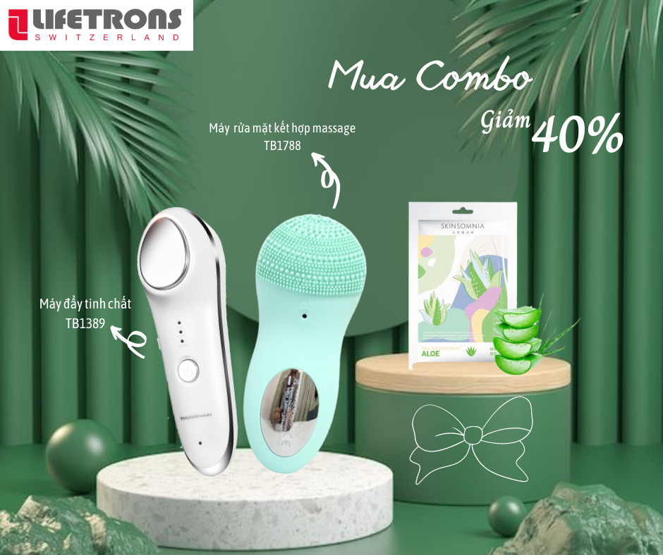 Combo chăm da đẹp xinh - sét máy rửa mặt massage và máy Tinh chất làm sạch sâu TOUCHBeauty