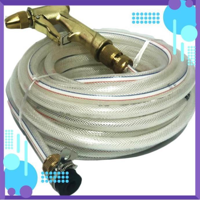 ️ Bộ dây vòi xịt nước rửa xe, tưới cây loại 3m, 5m 206701-1 đầu đồng, cút đồng,nối đồng+ túi đựng bút