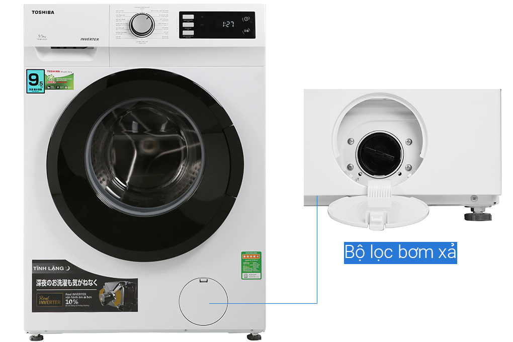 Máy giặt Toshiba Inverter 9.5 Kg TW-BK105S2V(WS) - Hàng chính hãng(Giao Toàn Quốc)