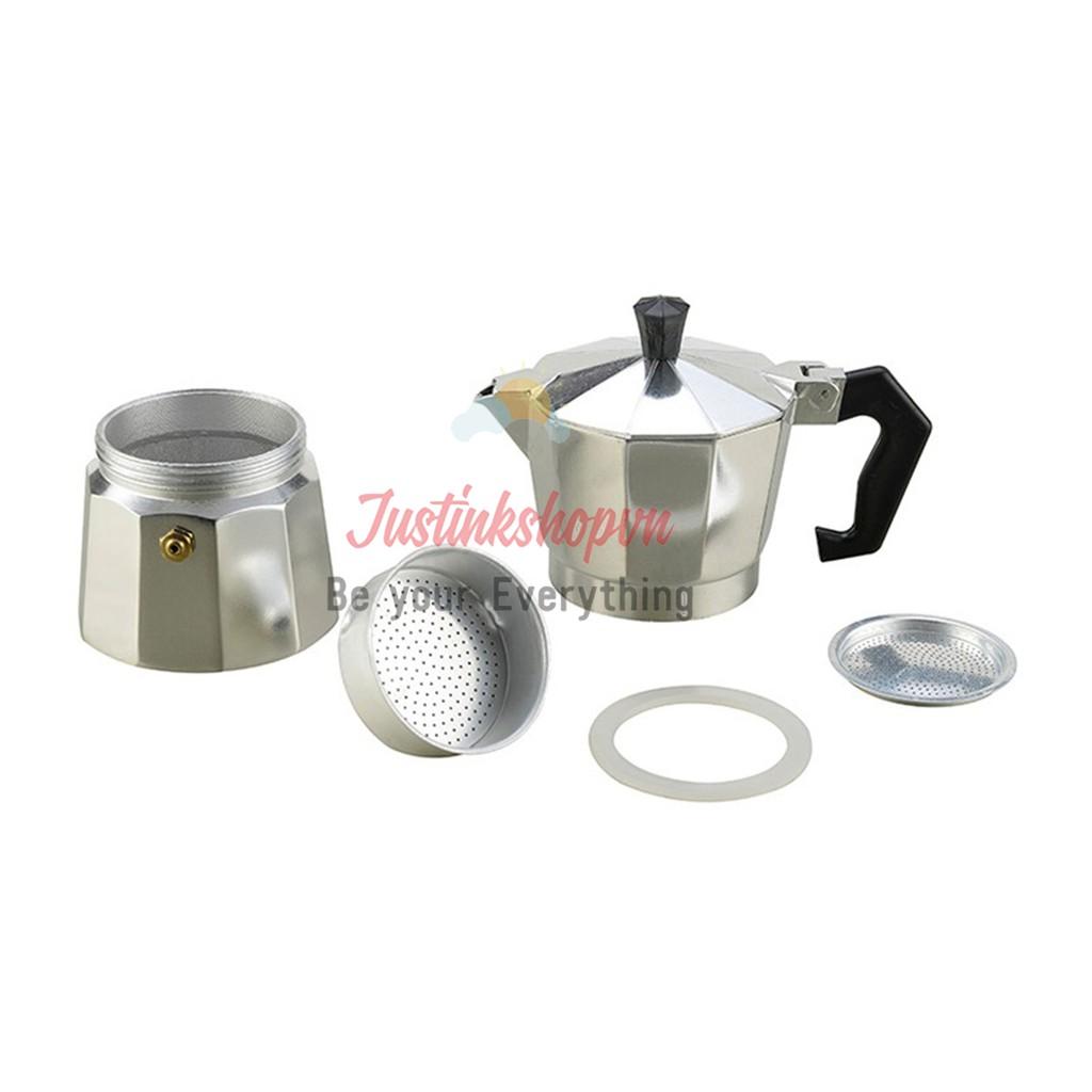 Bình Ấm Phin Pha Cafe Coffee Bằng Inox - Thép Không Gỉ Kiểu Ý Bialetti Moka Express Italy 300ML 6 Cup - JLVQ-4407-BPC3