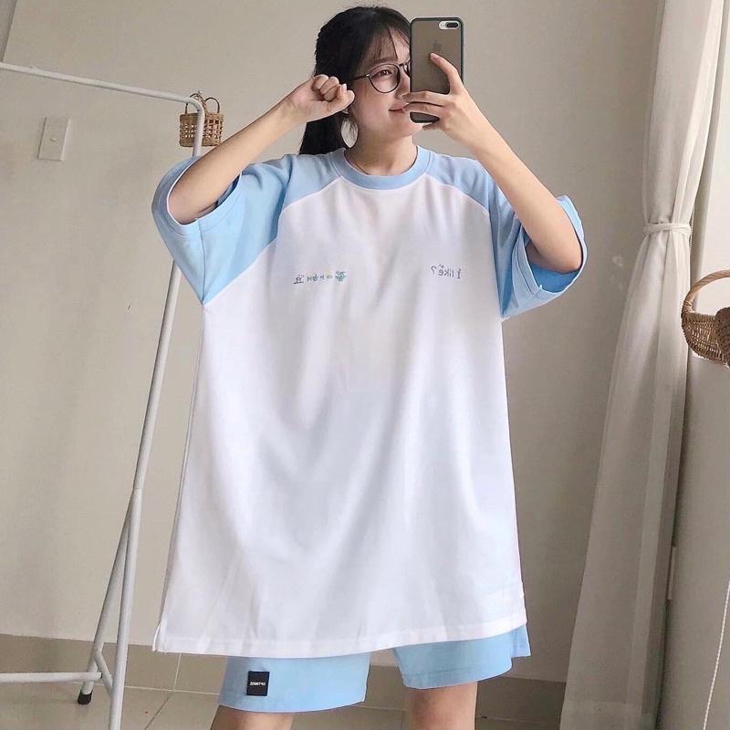 Set Quần Short + Áo Phông Like Ullzang , Bộ Short Đùi - Set bộ áo và quần short dưới 65kg tabistore - I LIKE, Đồ Bộ Mặc Nhà Dạo Phố Chất Thun Cotton I LIKE Tay Phối Raplang Trẻ Trung Năng Động