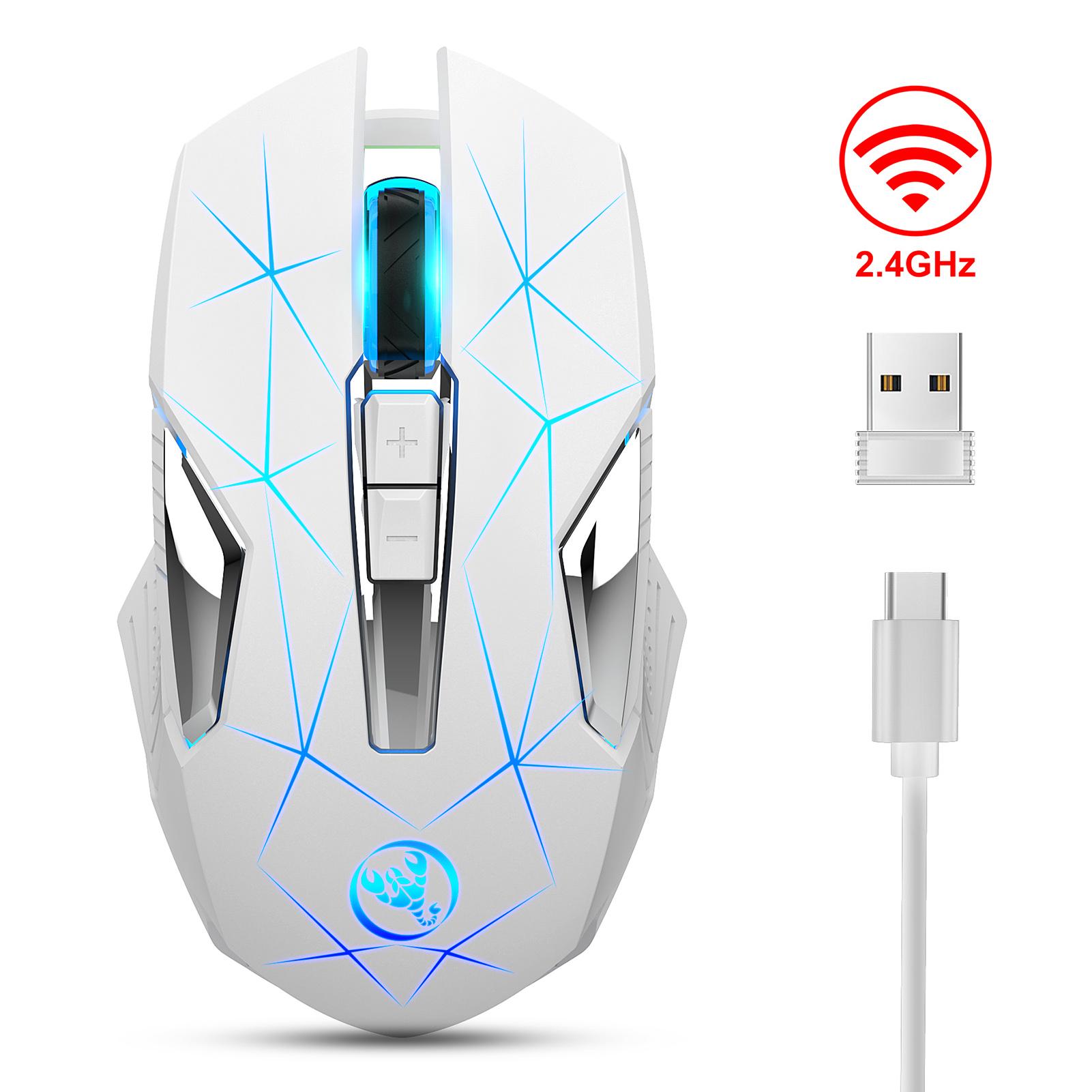HXSJ T300 2.4G Wireless Mouse Ergonomic Mouse 3 Adjustable DPI Colorful Breathing Light Built-in 600mAh Lithium Battery
