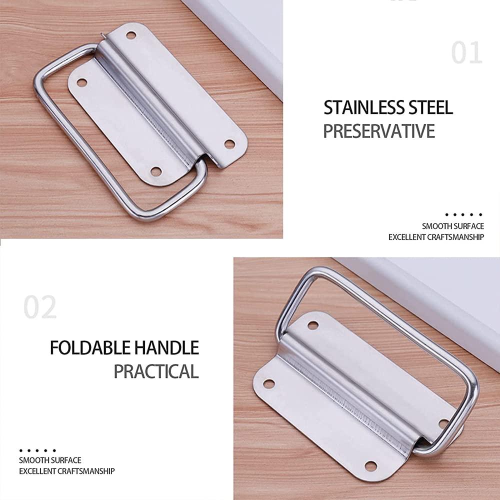 4 bộ phận tay cầm thùng, tay cầm gấp kim loại, tay cầm kéo bằng thép không gỉ, dễ lắp đặt cho tủ lưu trữ, ngăn kéo, tay cầm tủ