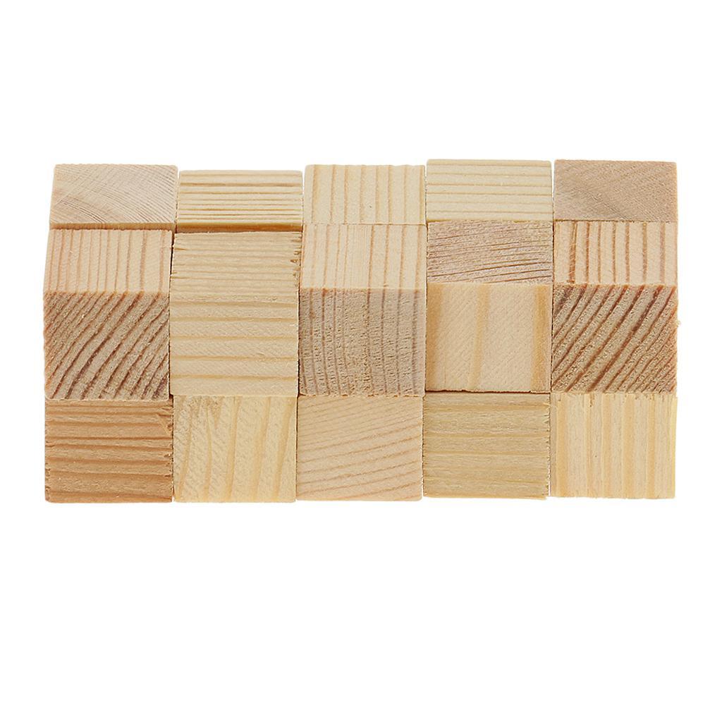 3-10pack Wood Cube Blocks Puzzle Unfinished Wooden Pieces for Crafts 15mm 20