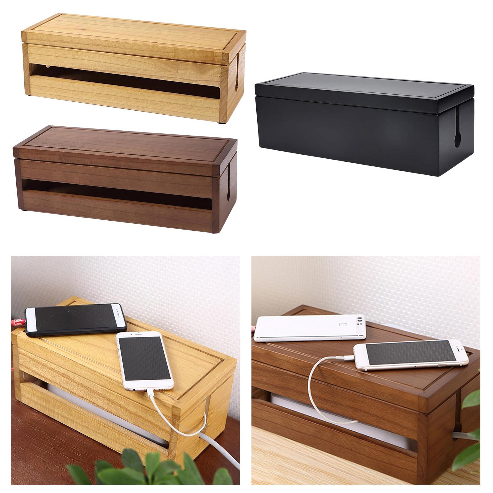 Cable Management Box Cord Organizer Wire Hide Charger Storage Black