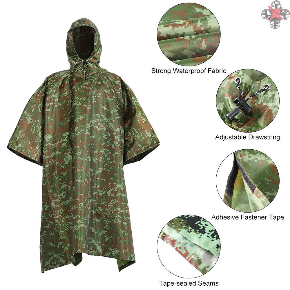 TOP Men Women Multifunction Raincoat Waterproof Rainwear Rainproof Poncho for Outdoor Camping Hiking Mountaineering