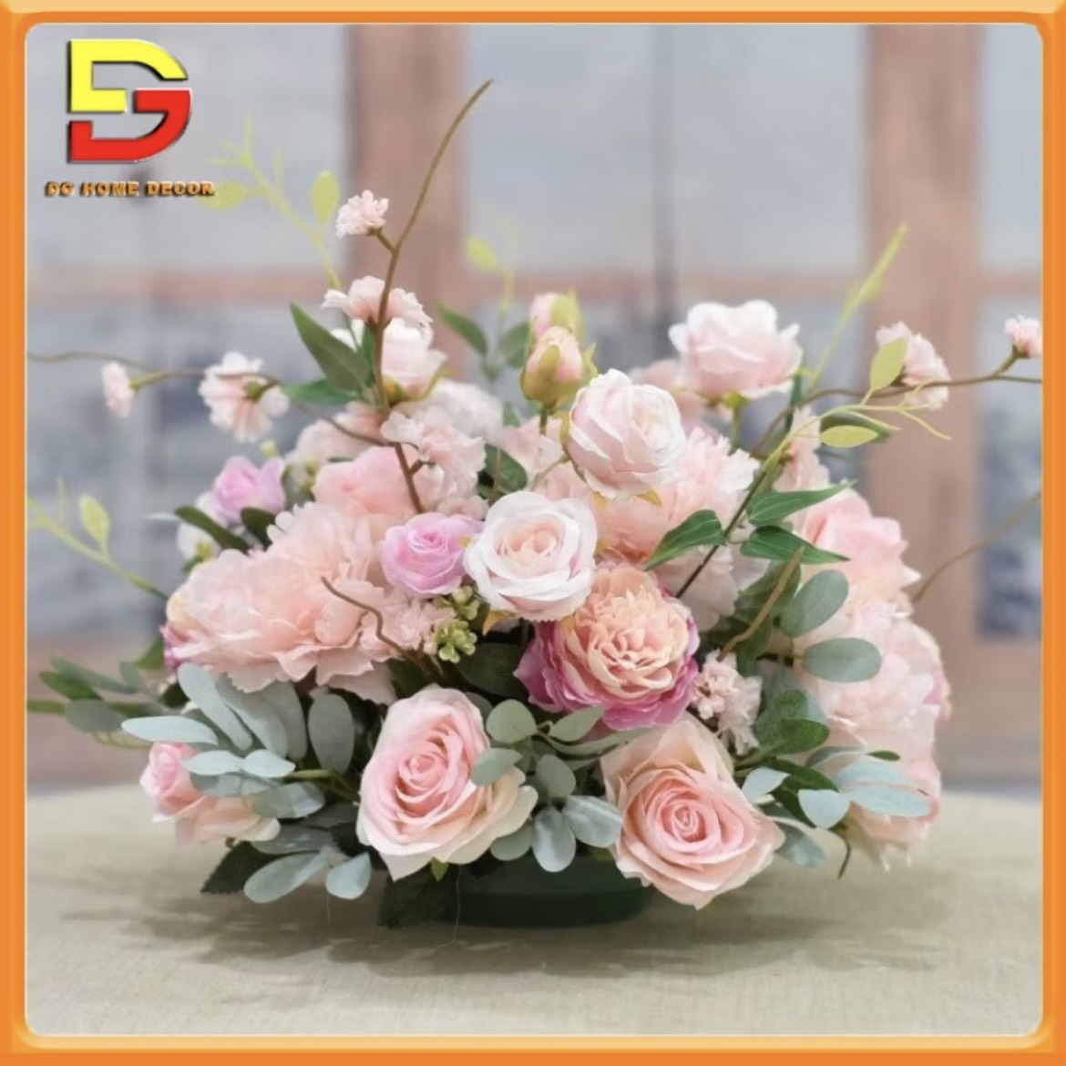 Hoa Lụa Để Bàn Lẵng Hoa Giả Cao Cấp Dài 40cm Trang Trí Để Bàn Họp Sự Kiện DG-299
