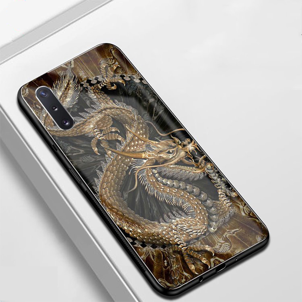 Ốp lưng Samsung A50 in 3D hình rồng mặt lưng kính cường lực sáng bóng