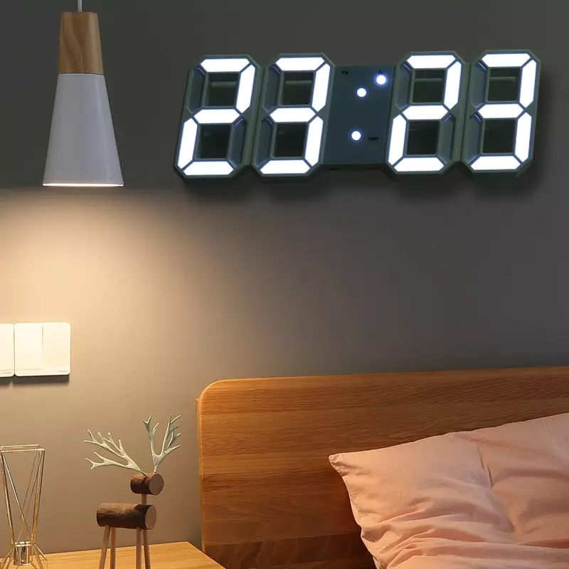 Đồng Hồ Điện Tử LED 3D Để Bàn, Treo Tường Cao Cấp  Báo Thức &amp; Đo Nhiệt Độ Đồng Hồ Kĩ Thuật Số, Đồng hồ Đèn Led Thông Minh