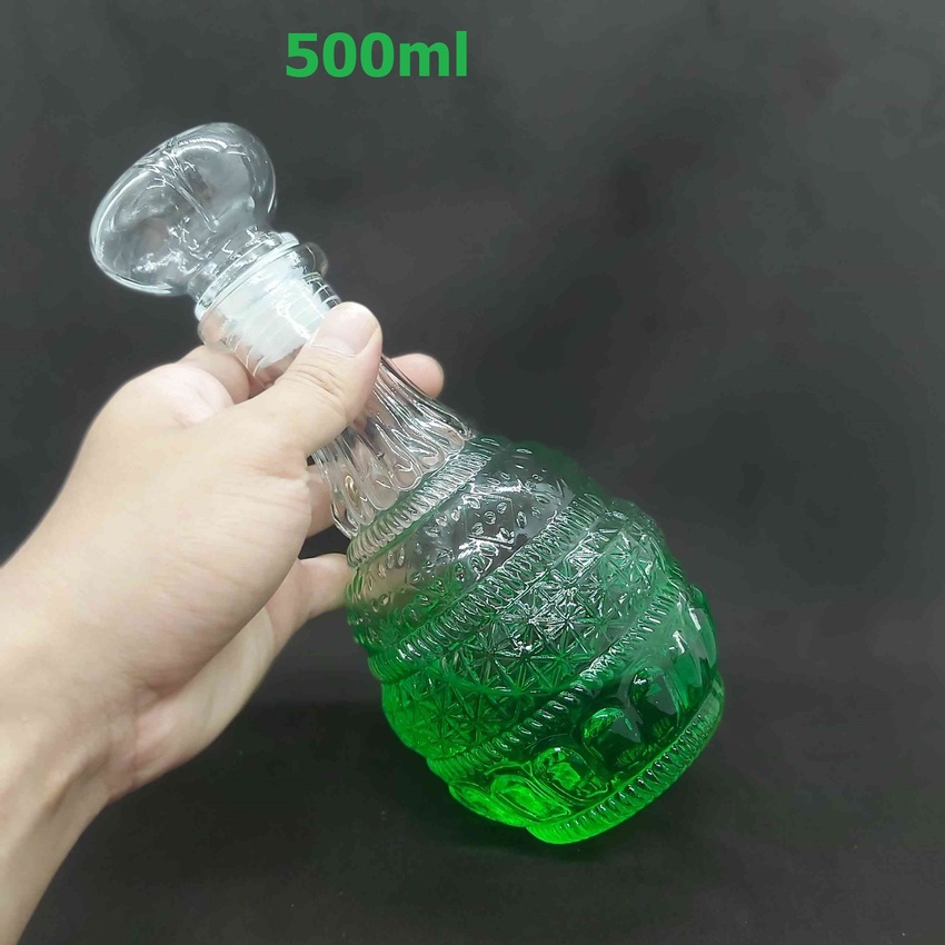 Chai Thủy Tinh Đựng Rượu cao cấp mẫu tháp phật - Bộ Vỏ Chai Rượu Đẹp