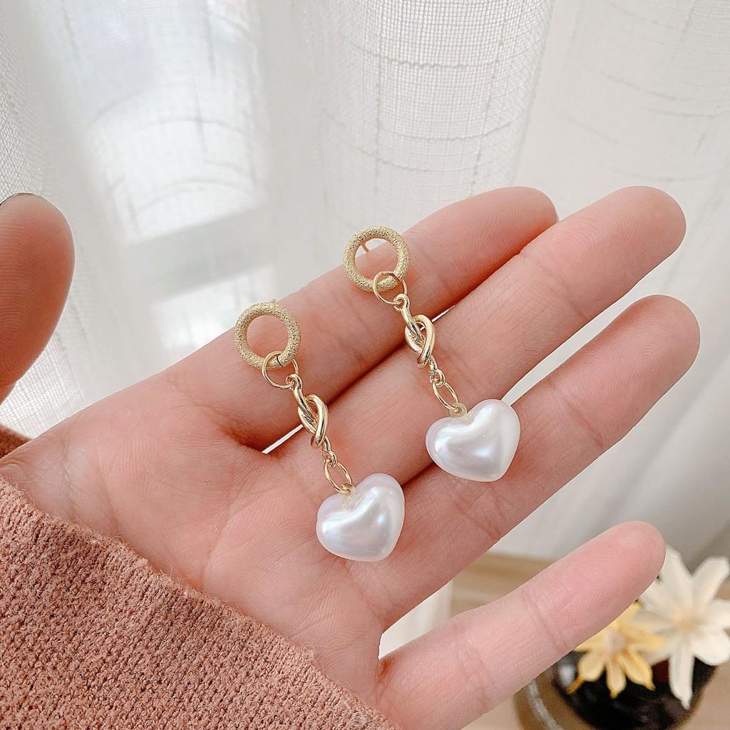 Hoa Tai Nữ Dáng Dài, Họa Tiết Trái Tim Trắng, BT04