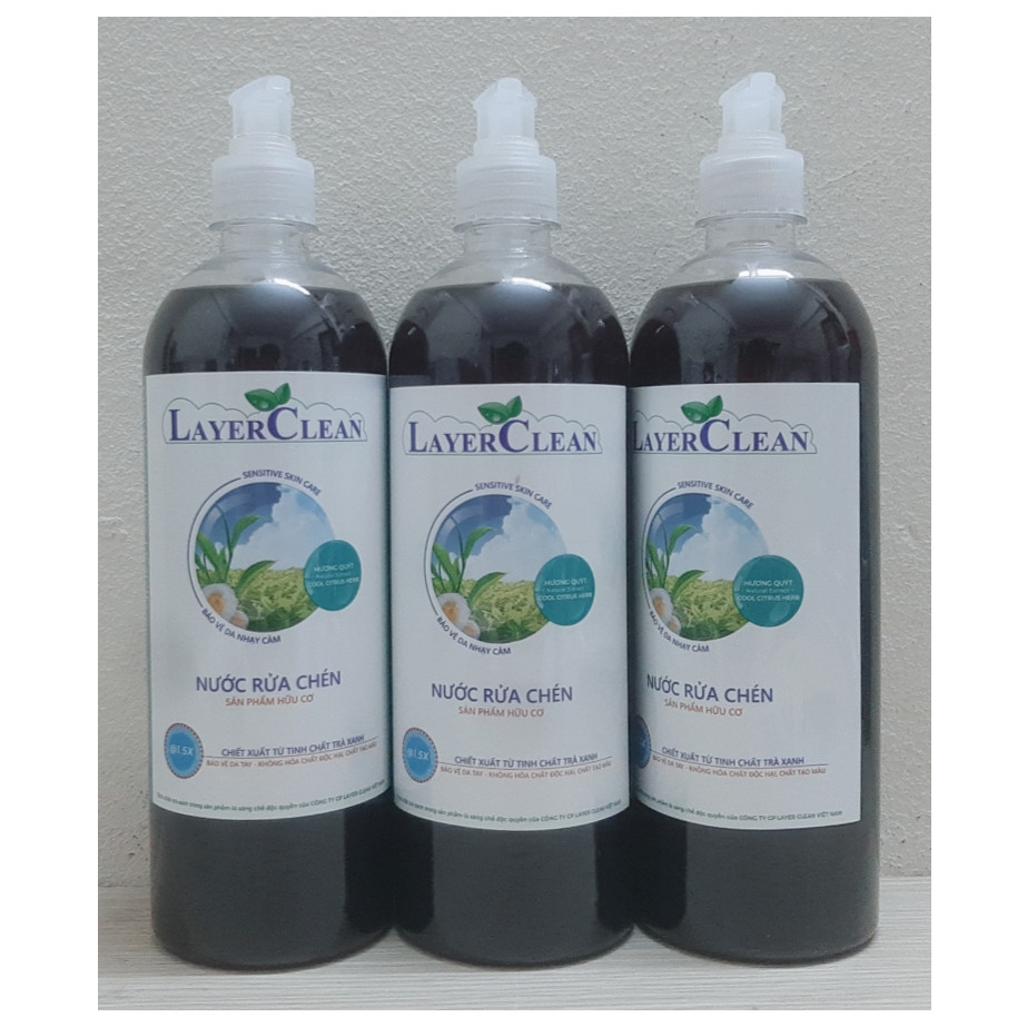 Combo 3 Chai Nước Rửa Chén Hữu Cơ Layer Clean - Hương Quýt, Thể Tích: 800ml