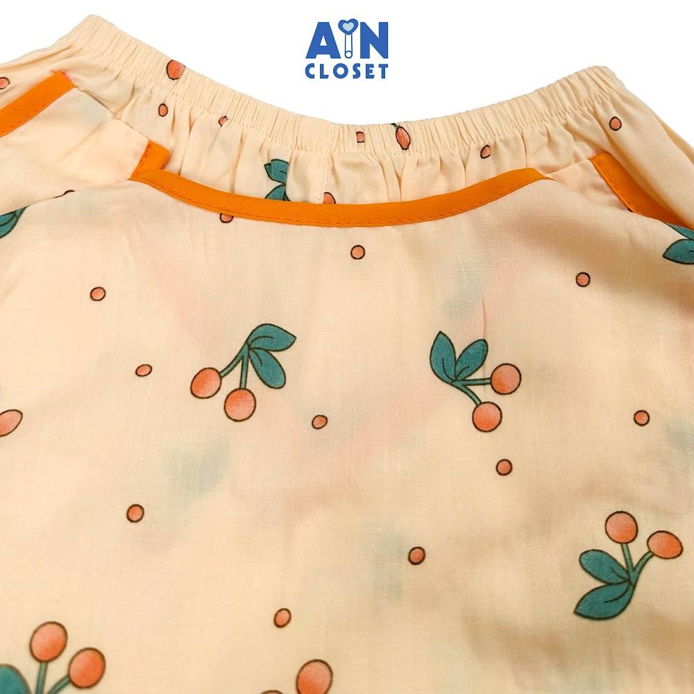 Bộ quần áo Ngắn bé gái họa tiết Cherry Cam Lanh lụa. - AICDBGTDCRBV - AIN Closet