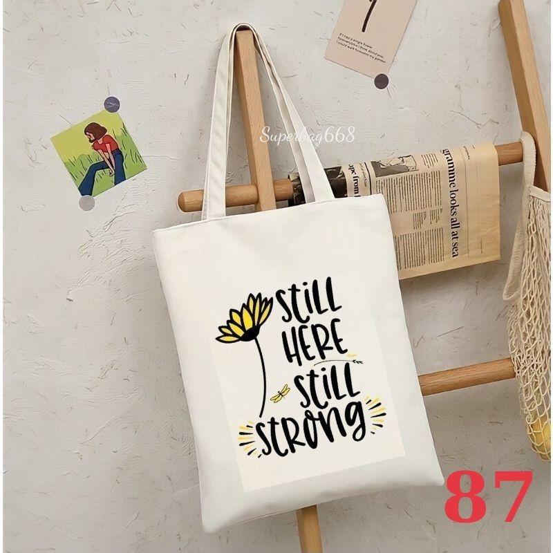 Túi tote túi vải canvas Hàn Quốc hoạ tiết cute đựng vừa A4 laptop đi chơi đi học Superbag668 HQ215