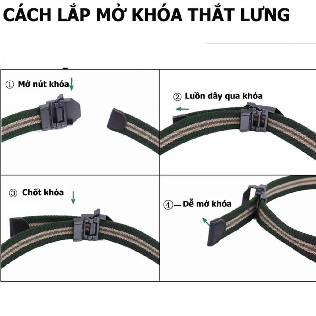 Thắt Lưng Nam Vải Bố Khóa Hợp Kim Thép Không Ghỉ Dây Vải Dù Cao Cấp Dài 120 cm Bền Màu Trẻ Trung Năng Động. Hàng Chính Hãng