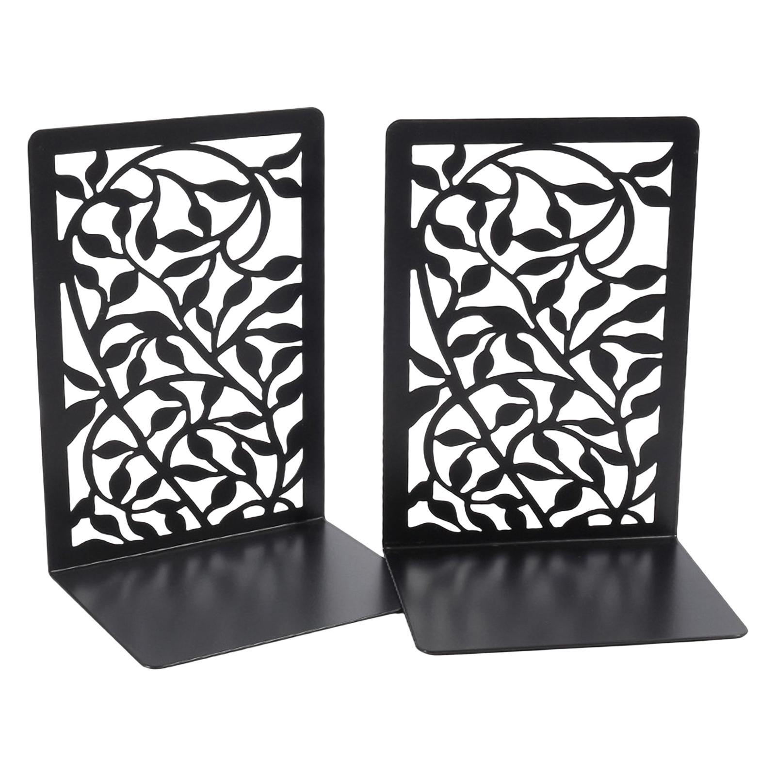 Book Ends, Heavy Duty Iron Bookend Supports Stable Bookends for Home Restaurant Binder
