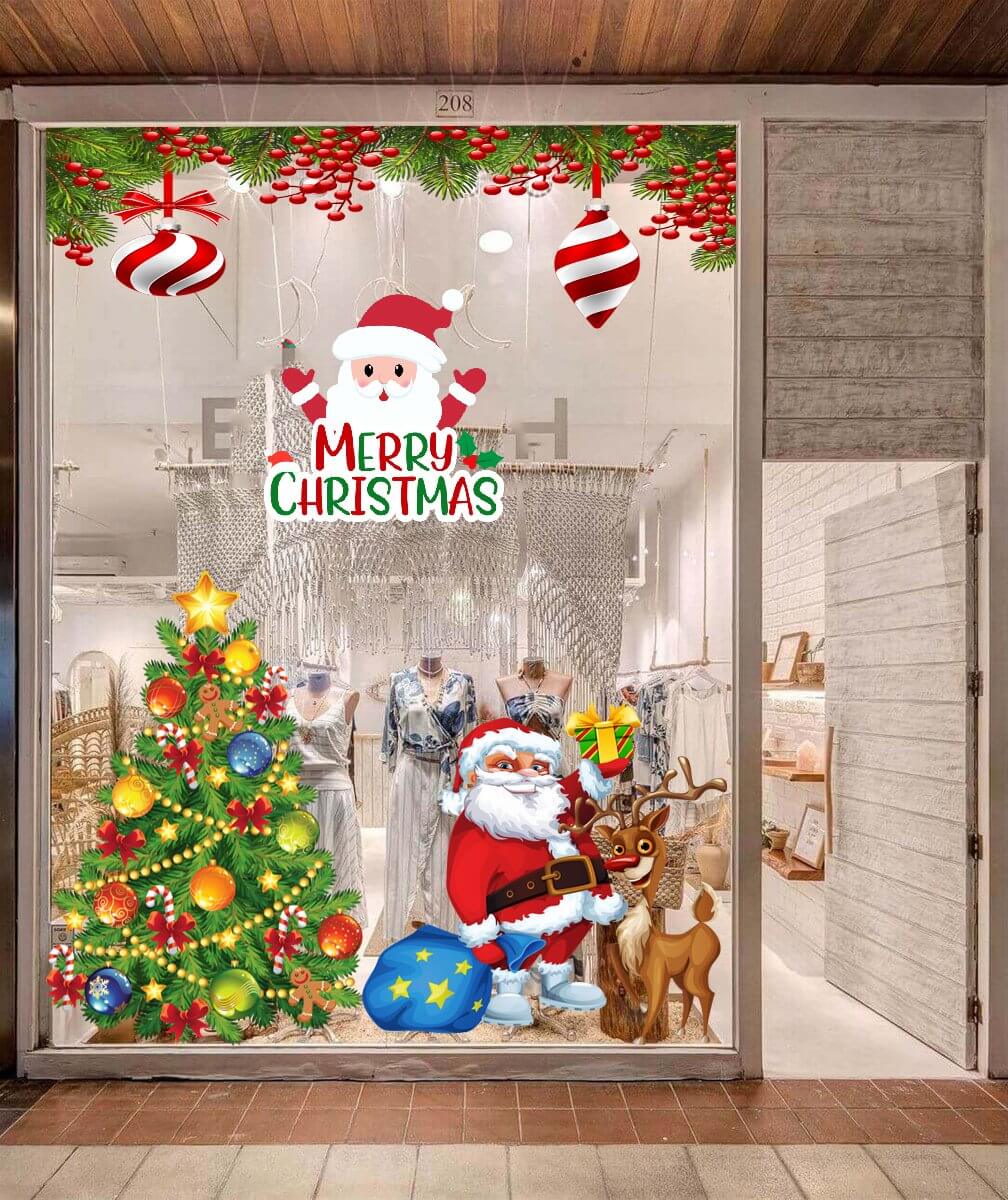 DECAL TRANG TRÍ NOEL - DECAL DÁN KÍNH - DECAL ÔNG GIÀ NOEL CÓ SẴN KEO, DỄ DÁN, DỄ LỘT,DỄ LAU CHÙI,KHÔNG THẤM NƯỚC