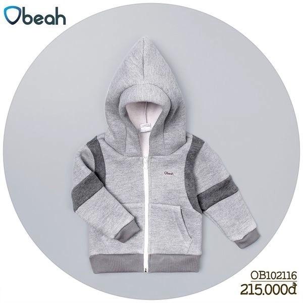 Obeah Jacket nỉ bông phối màu ghi Fullsize 59 đến 90 cho bé yêu từ 0 đến 2 tuổi