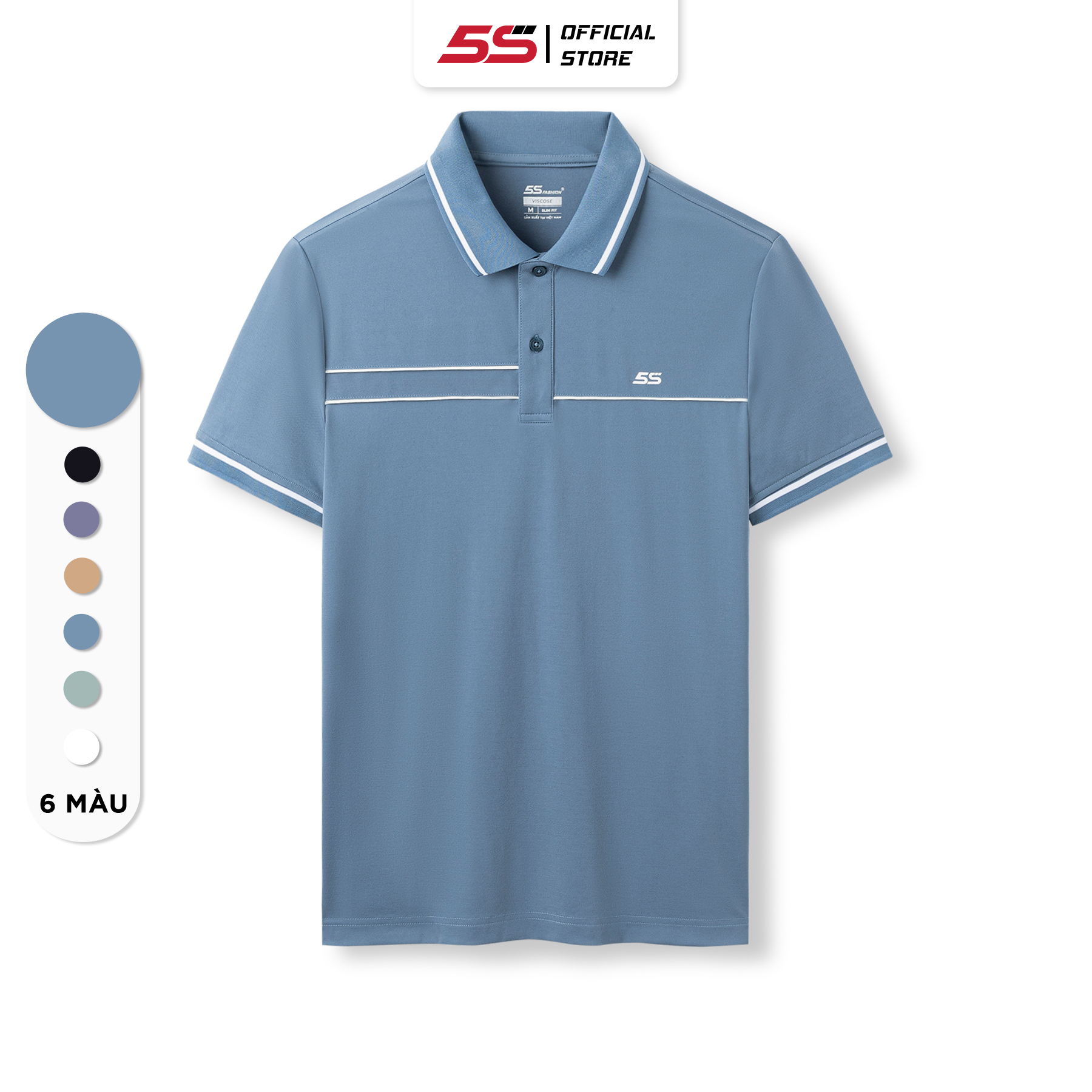 Áo Polo Nam 5S Premium, Chất Liệu Viscose Cao Cấp, Mềm Mịn, Thoáng Mát, Thiết Kế Viền Nổi Sọc Khỏe Khoắn (APC23030)