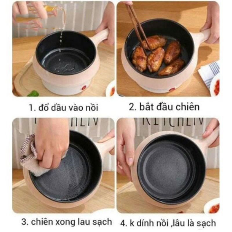 Nồi Lẩu Điện Mini Đa Năng 2 Tầng Kèm Giá Hấp Có Tay Cầm Tiện Lợi - Hàng Chất Lượng