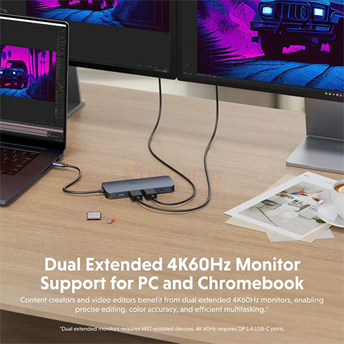 Cổng chuyển đổi HyperDrive Next 11-in-1 USB-C Dual Monitor Connectivity HD4006GL - Hàng chính hãng
