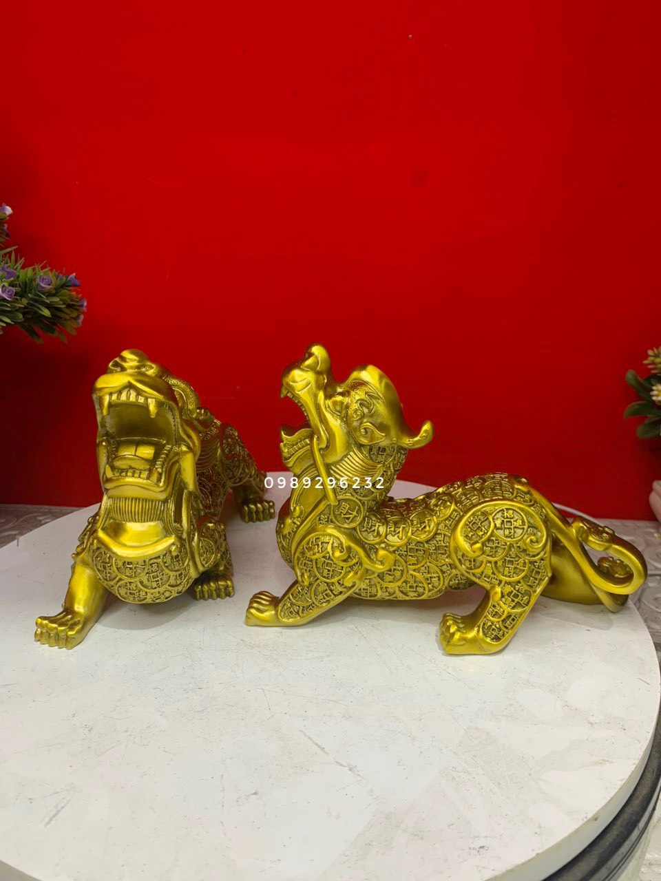 Cặp Tỳ Hưu vây tiền phong thuỷ bằng đồng