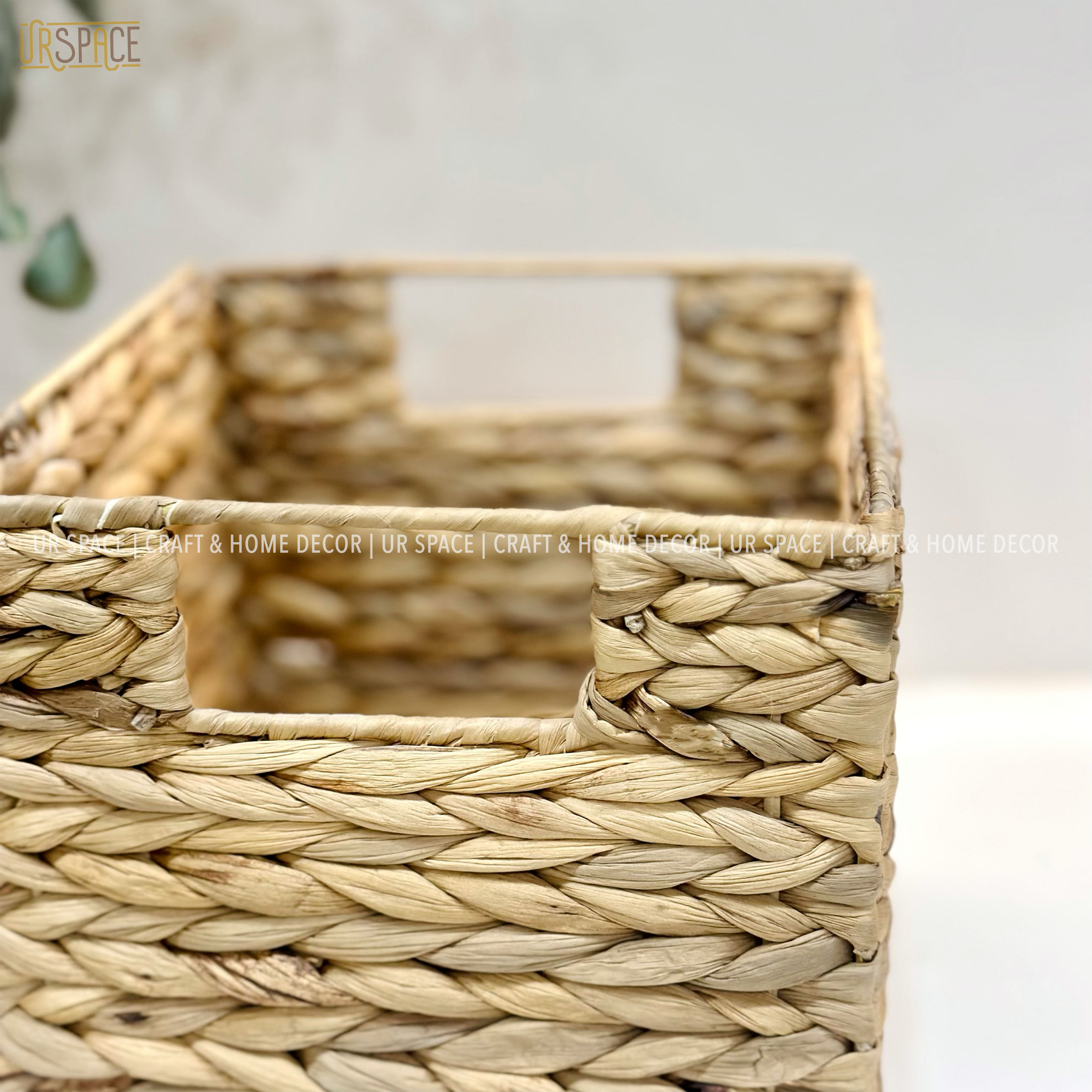 Sọt lục bình đựng đồ URSPACE hình chữ nhật trang trí decor sắp xếp không gian / RECTANGLE HYACINTH FOLDING BASKET