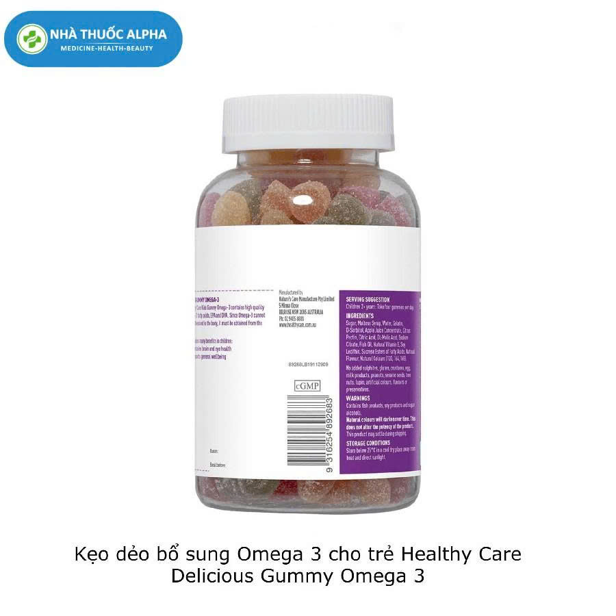 Viên nhai bổ sung Omega 3 cho trẻ Healthy Care Delicious Gummy Omega 3 250 viên