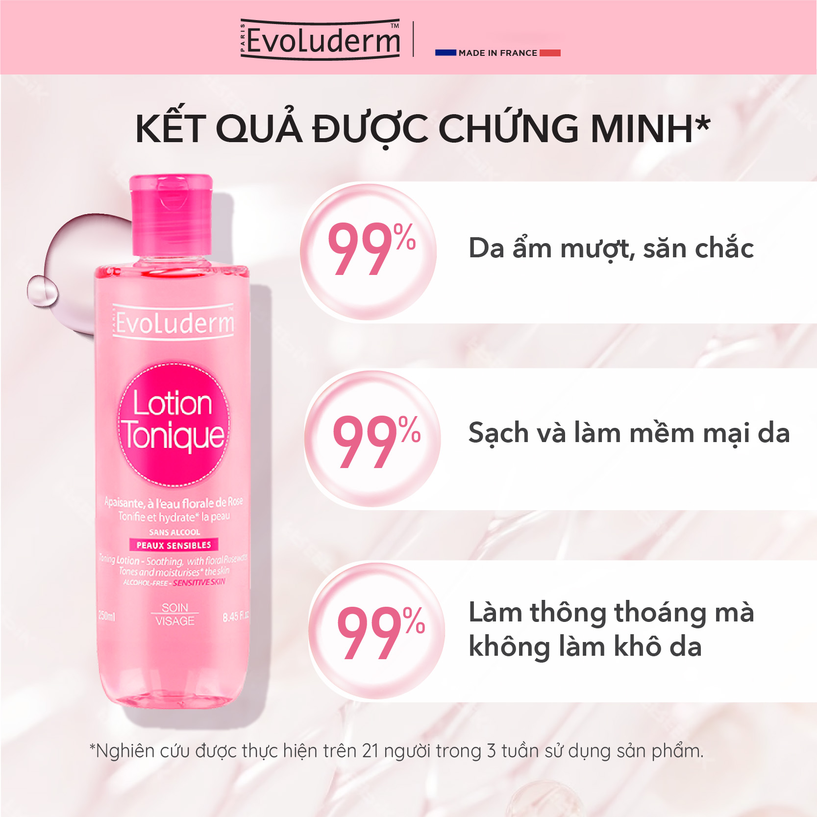 Nước hoa hồng Evoluderm se khít lỗ chân lông, dưỡng ẩm &amp; làm sạch 250ml