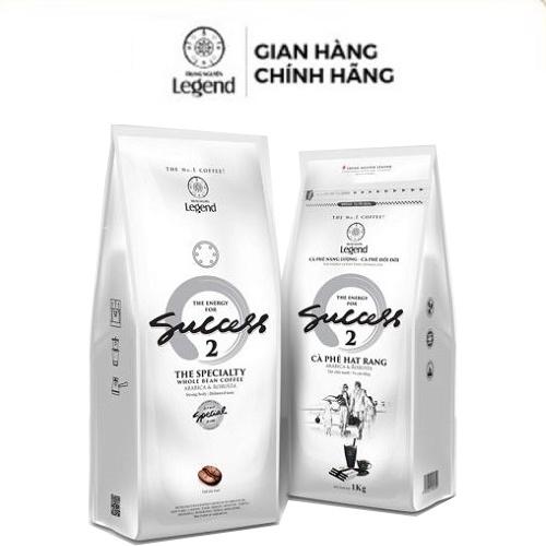 Combo 2 Bịch Cà phê Pha Máy - Hạt Mộc Legend Success 2 - Arabica, Robusta thế chất mạnh, vị cân bằng (Gói 1 kg)