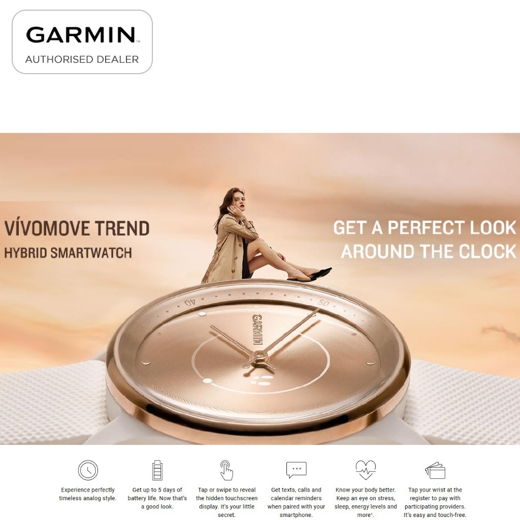 Đồng hồ thông minh Garmin Vivomove Trend - Hàng chính hãng