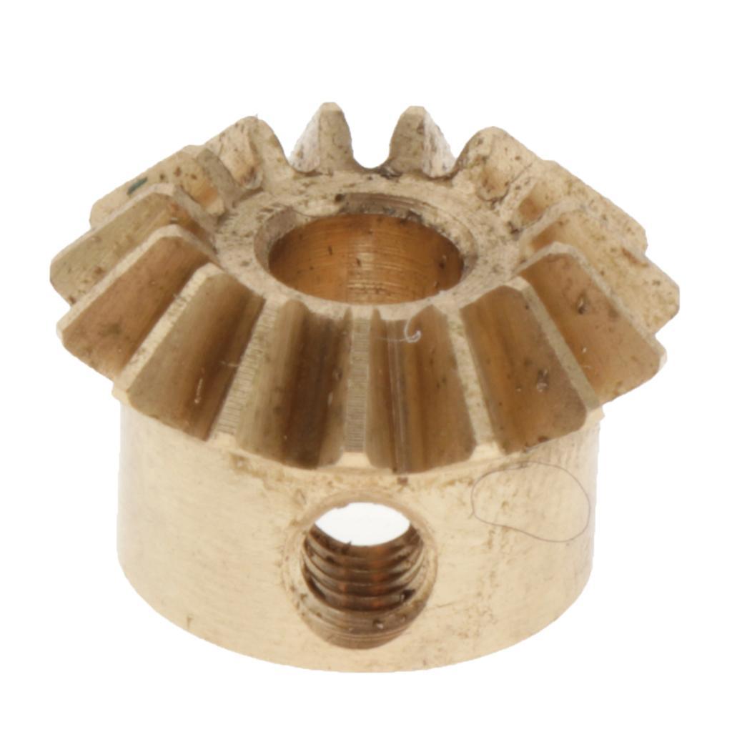2 Pieces 0.8 Modulus Brass Bevel Gear 15 Tooth 3 to 6mm Diameter