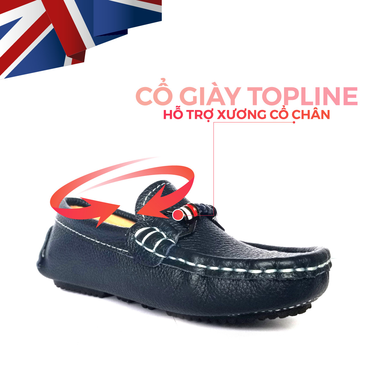 Giày Lười Loafer Bé Trai Đẹp CrownUK George Louis Moccasin Trẻ em Nam Cao Cấp CRUK443