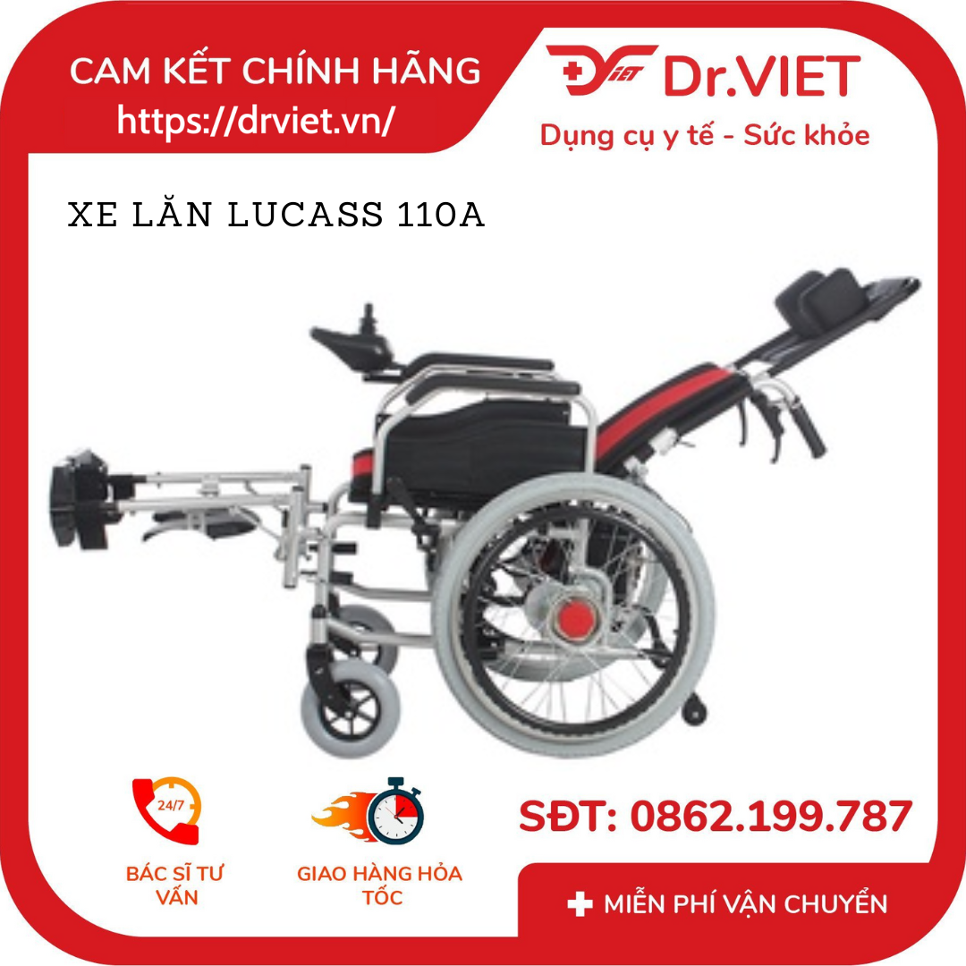 Xe Lăn Điện XE-110A Cho Người Già Nhập Khẩu, Xe Lăn Điện XE-110A Cho Người Bệnh Chính Hãng Lucass