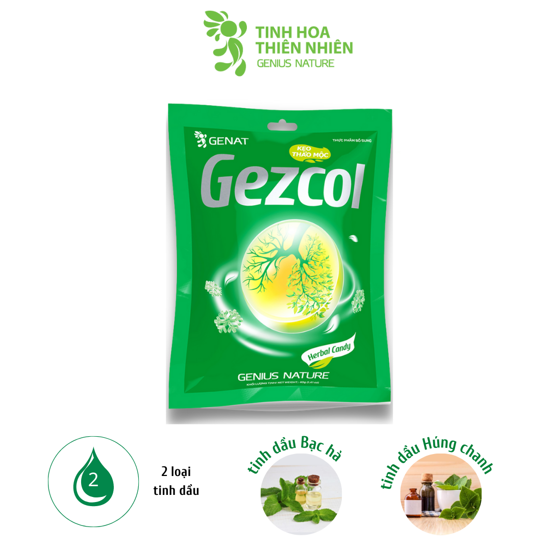 Combo 3 túi 20 viên - Kẹo thảo mộc Gezcol - Genat Chanh Sả - Genat Gừng - Giao 2H HCM