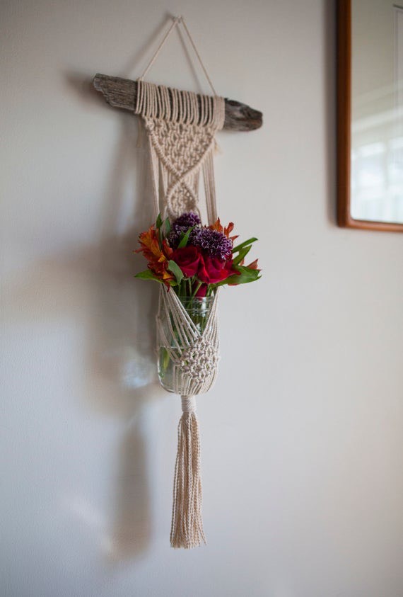 01 Giỏ Treo Hoa Cây Cảnh Trang Trí Treo Tường Tết Dây Nghệ Thuật Macrame, Trang Trí Nhà Cửa, Quán Cafe, Homestay. GTH215