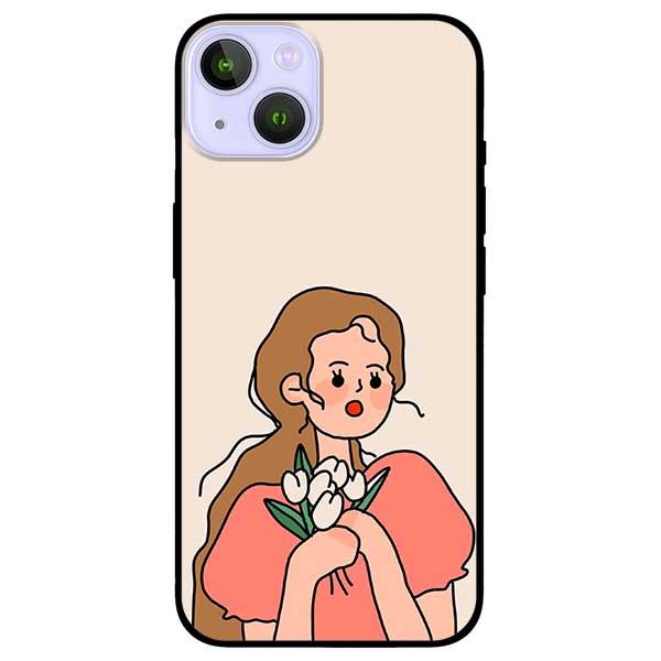 Ốp lưng dành cho Iphone 13 Mini - Iphone 13 - Iphone 13 Pro - Iphone 13 Pro Max - Cô Gái Cầm Bông Áo Hồng