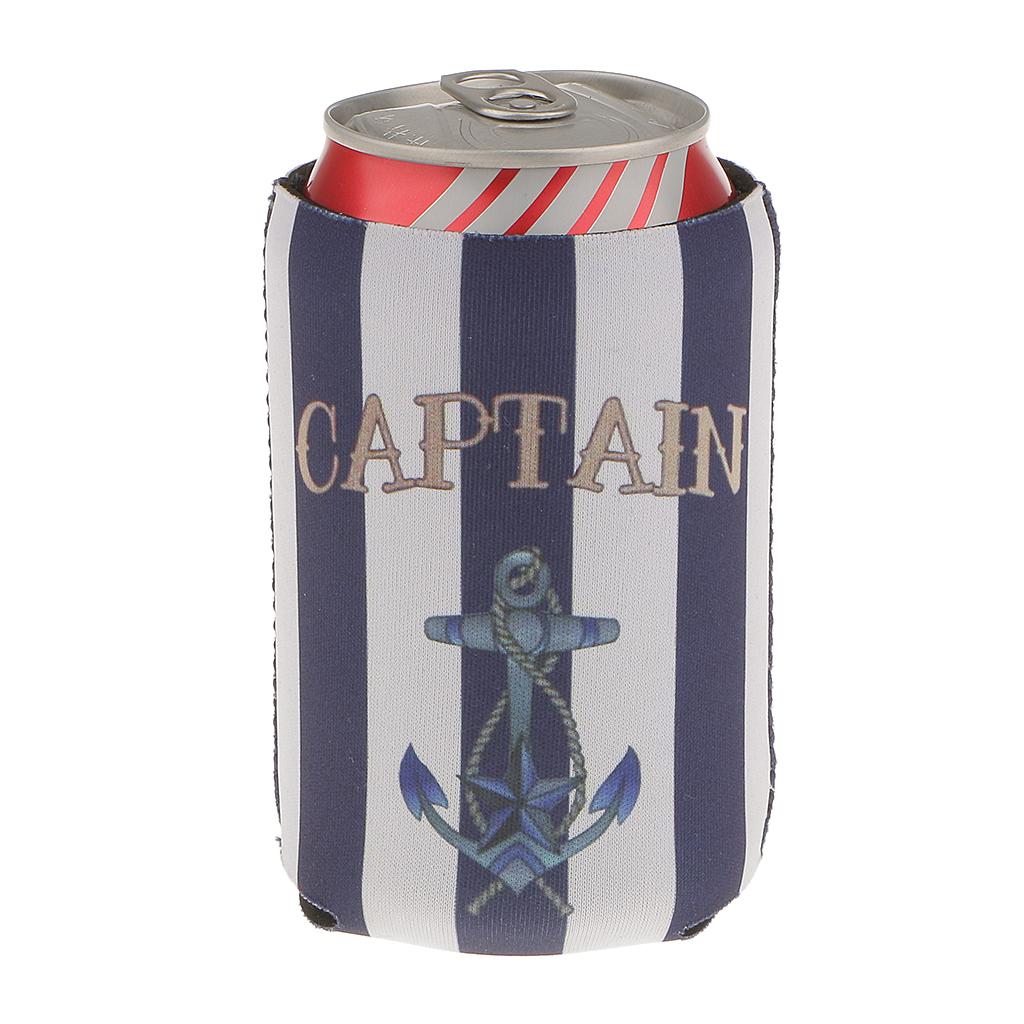 4pcs Stubby Beer Bottle Tin Can Cooler Sleeve Wrap First Mate Captain Anchor