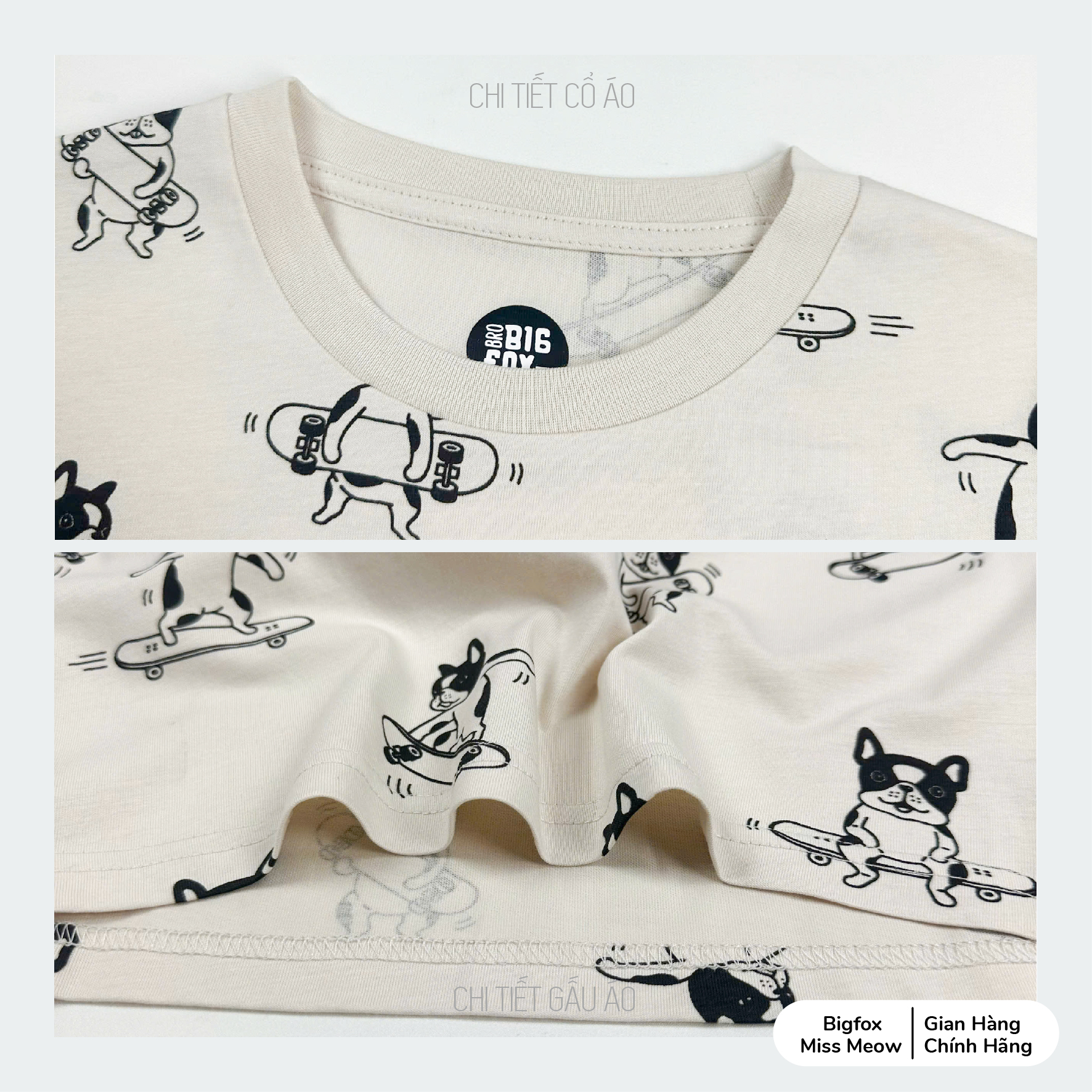 Bộ cộc tay mùa hè cho bé trai Bigfox Miss Meow chất cotton size đại 3,7,9,11 tuổi 30kg 40kg